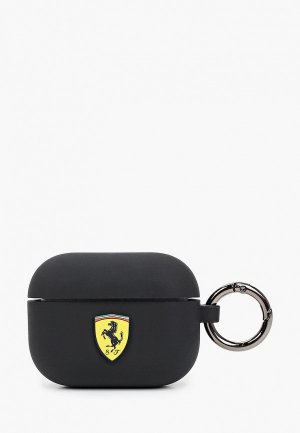 Чехол для наушников Ferrari Airpods Pro, Silicone case with ring Black. Цвет: черный