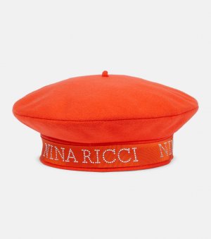 Берет из смесовой шерсти с логотипом , красный Nina Ricci