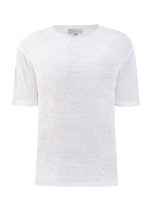Легкая футболка из льняной ткани в меланжево-белом цвете CORTIGIANI. Цвет: белый