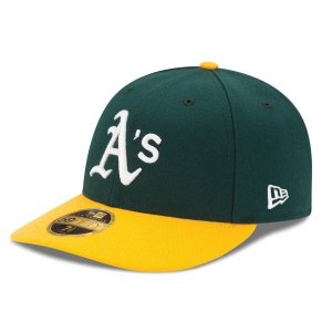 Мужская новая эра зеленого/желтого цвета Oakland Athletics Home Authentic Collection Низкопрофильная кепка для тренировок на поле 59FIFTY Облегающая шляпа New Era