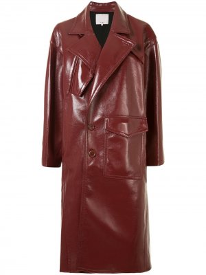 Лакированное пальто-кокон Tibi. Цвет: красный