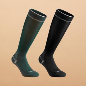 Носки для верховой езды женские/мужские, очень тонкие, комплект из 2 штук - зеленые FOUGANZA, цвет gruen Fouganza