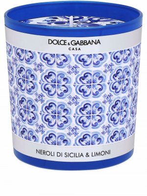 Свеча с принтом Mediterranean Dolce & Gabbana. Цвет: синий