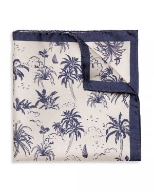 Двусторонний шелковый нагрудный платок с цветочным принтом , цвет Blue Eton
