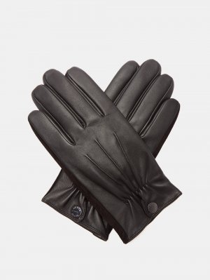Кожаные перчатки esher для сенсорного экрана на шерстяной подкладке , черный Dents
