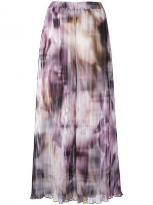 Широкие брюки с абстрактным принтом Ermanno Gallamini. Цвет: розовый и фиолетовый