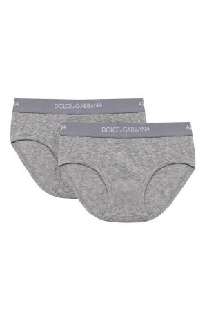 Комплект из двух брифов с логотипом бренда Dolce & Gabbana. Цвет: серый