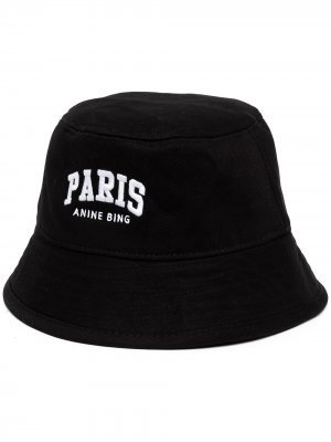 Панама Paris с вышитым логотипом ANINE BING. Цвет: черный