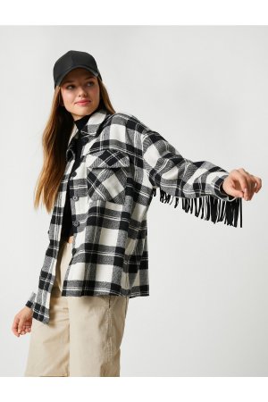 Куртка-рубашка Lumberjack с кисточками и детальными карманами на пуговицах , черный Koton