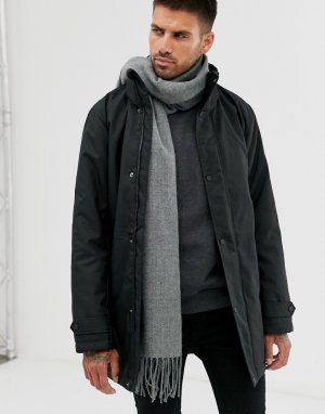 Серый шарф с добавлением шерсти и отделкой кисточками Only & Sons