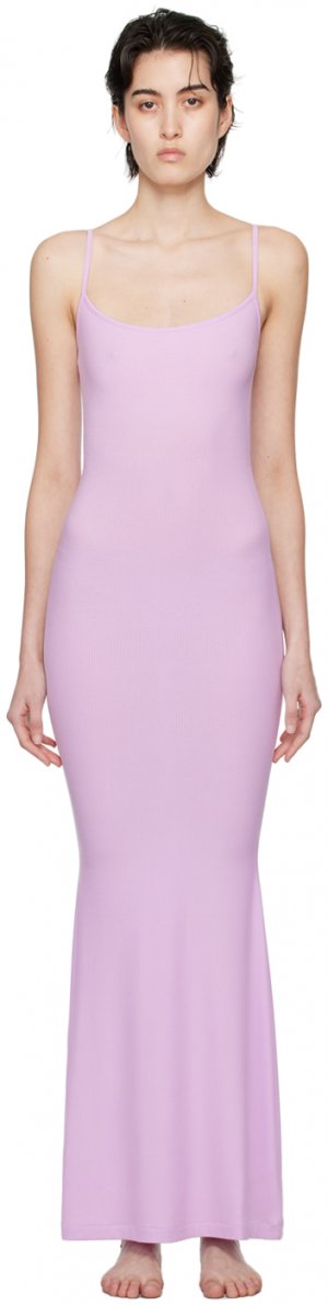 Пурпурное мягкое длинное платье-комбинация Lounge Skims