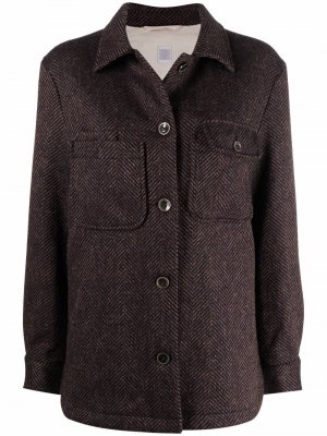 Куртка-рубашка с узором в елочку Eleventy. Цвет: коричневый