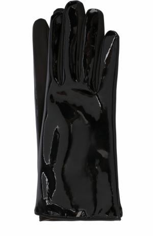 Кожаные перчатки с лакированной отделкой Alessandra Rich. Цвет: черный