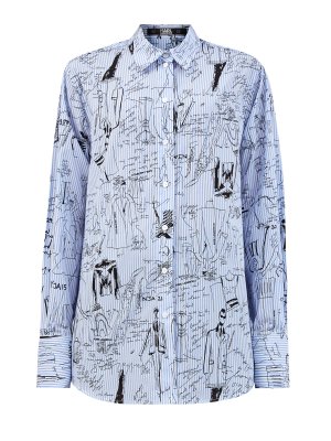 Рубашка с принтованными эскизами из коллекции Ultimate Icon KARL LAGERFELD. Цвет: голубой
