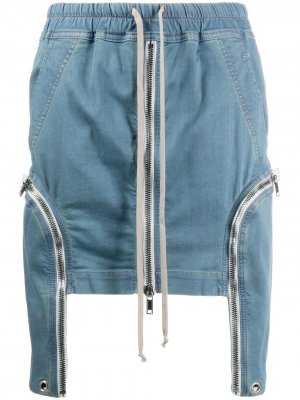 Джинсовая юбка на молнии с кулиской Rick Owens DRKSHDW. Цвет: синий