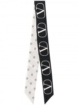 Узкий платок с логотипом Valentino. Цвет: белый