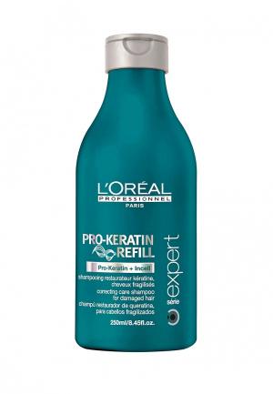 Восстанавливающий и укрепляющий шампунь LOreal Professional L'Oreal Expert Pro-Keratin Refill - уход для волос с кератином. Цвет: зеленый