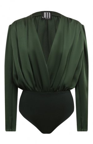 Шелковая блузка-боди JM Studio. Цвет: зелёный