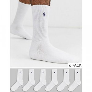 Носки , 6 пар, размер 41-47, белый Ralph Lauren. Цвет: белый
