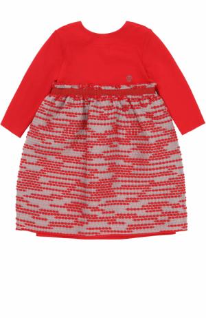 Мини-платье джерси с завышенной талией и декором на юбке I Pinco Pallino. Цвет: красный
