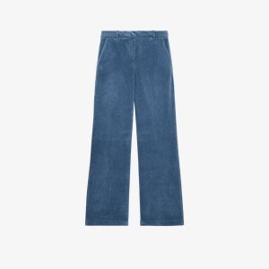 Широкие брюки с высокой посадкой и накладными карманами из эластичного хлопка , синий The Kooples