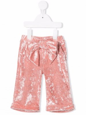Бархатные брюки с завязками Miss Grant Kids. Цвет: розовый