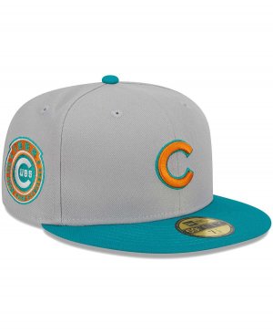 Мужская серо-бирюзовая приталенная шляпа Chicago Cubs 59FIFTY NEW ERA
