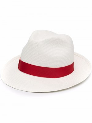 Плетеная шляпа с лентой Borsalino. Цвет: белый