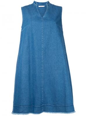Джинсовое платье с вырезом Co-Mun. Цвет: синий