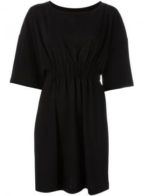 Платье со сборкой и короткими рукавами Mm6 Maison Margiela. Цвет: чёрный