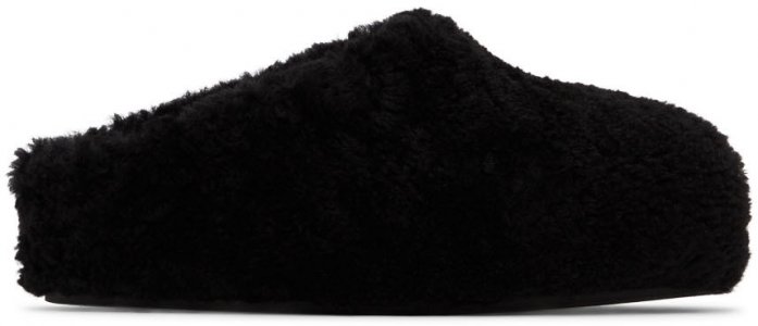 Черные тапочки Giuly из овечьей шерсти Amina Muaddi