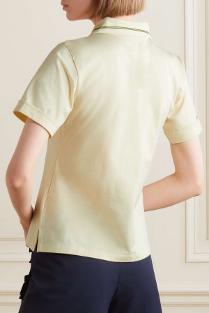 TORY SPORT Полосатая рубашка-поло из мерсеризованного хлопкового джерси, пастельно-желтый