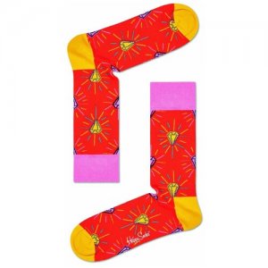 Носки , 2 уп., размер 25, красный Happy Socks. Цвет: красный