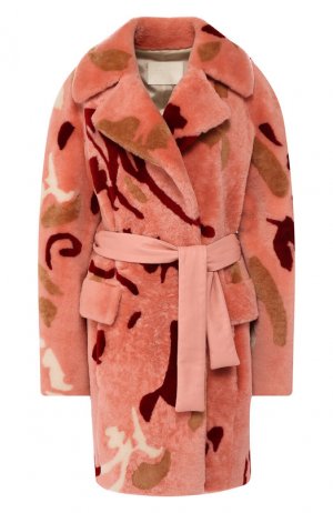 Меховое пальто DROMe. Цвет: розовый