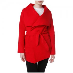 Пальто-реглан  демисезонное, силуэт прилегающий, средней длины, размер OS, красный, черный Vanessa Scott. Цвет: черный/красный