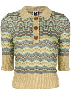 Трикотажная рубашка-поло с зигзагообразным узором M Missoni. Цвет: металлик