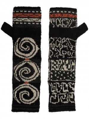 Перчатки-митенки 2Ways из коллаборации с Ainu Kuba Kapital. Цвет: черный