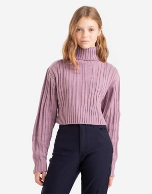 Фиолетовый укороченный свитер для девочки Gloria Jeans. Цвет: фиолетовый