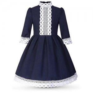 Школьное платье , размер 122-128, белый, синий Alisia Fiori. Цвет: синий/белый