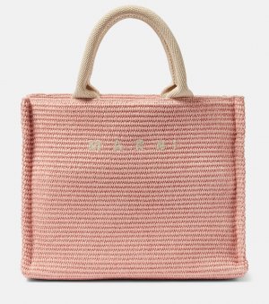 Маленькая большая сумка-тоут с логотипом и эффектом рафии , розовый Marni