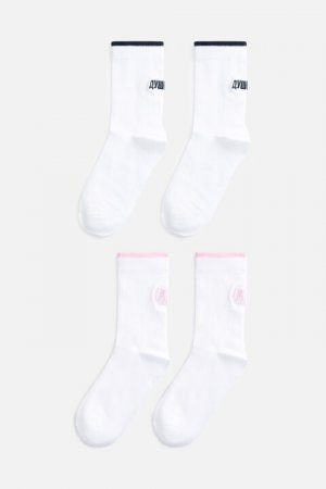 Набор носков высоких вискозных с надписью (2 пары) befree. Цвет: черный