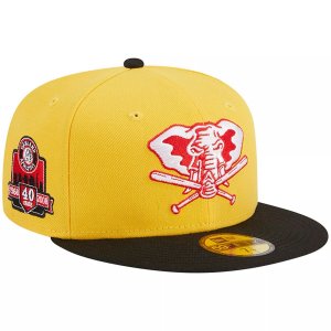 Мужская облегающая шляпа New Era желто-черная Oakland Athletics с грилем 59FIFTY