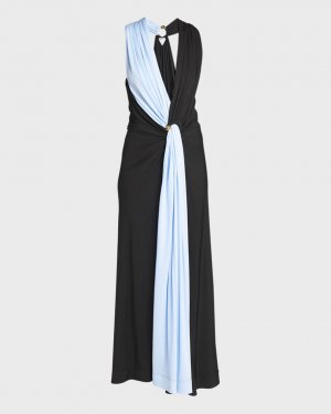 Легкое платье из джерси с контрастной драпировкой Bottega Veneta