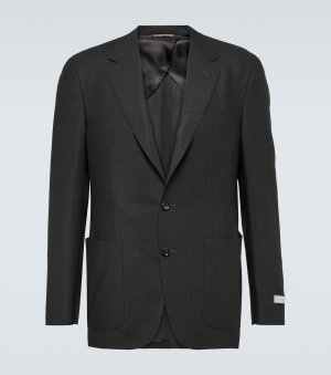 Однобортный шерстяной пиджак , черный Canali