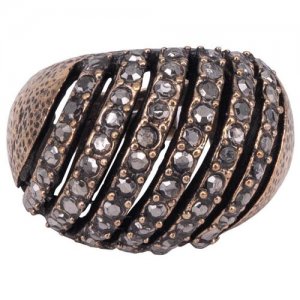 Кольцо бижутерное Перстень (Безразмерное, Бижутерный сплав, Бронзовый) 3-55968 OTOKODESIGN. Цвет: золотистый/черный