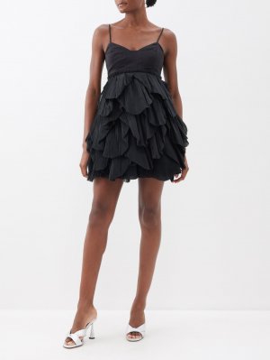 Плиссированное платье мини elsie из льняной органзы , черный Aje