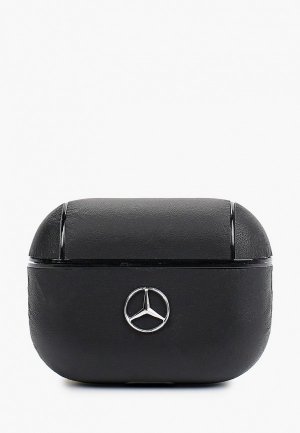 Чехол для наушников Mercedes-Benz Airpods Pro, Genuine leather with metal logo Black. Цвет: черный