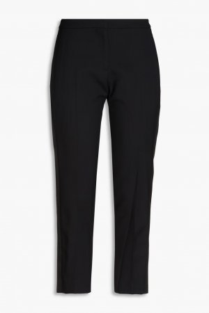 Укороченные брюки узкого кроя из смесовой шерсти с атласной отделкой Alexander Mcqueen, черный McQueen