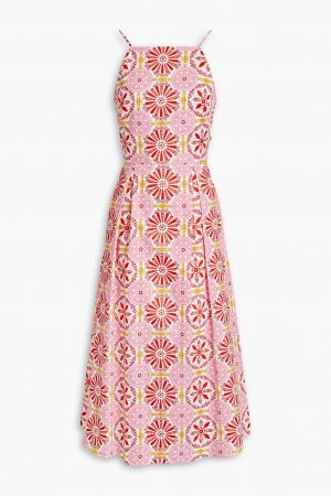 Платье миди Goreti из хлопкового поплина со складками и принтом BORGO DE NOR, розовый Nor