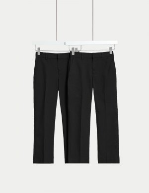 2 пары школьных брюк стандартного кроя для мальчиков (2–18 лет) , черный Marks & Spencer